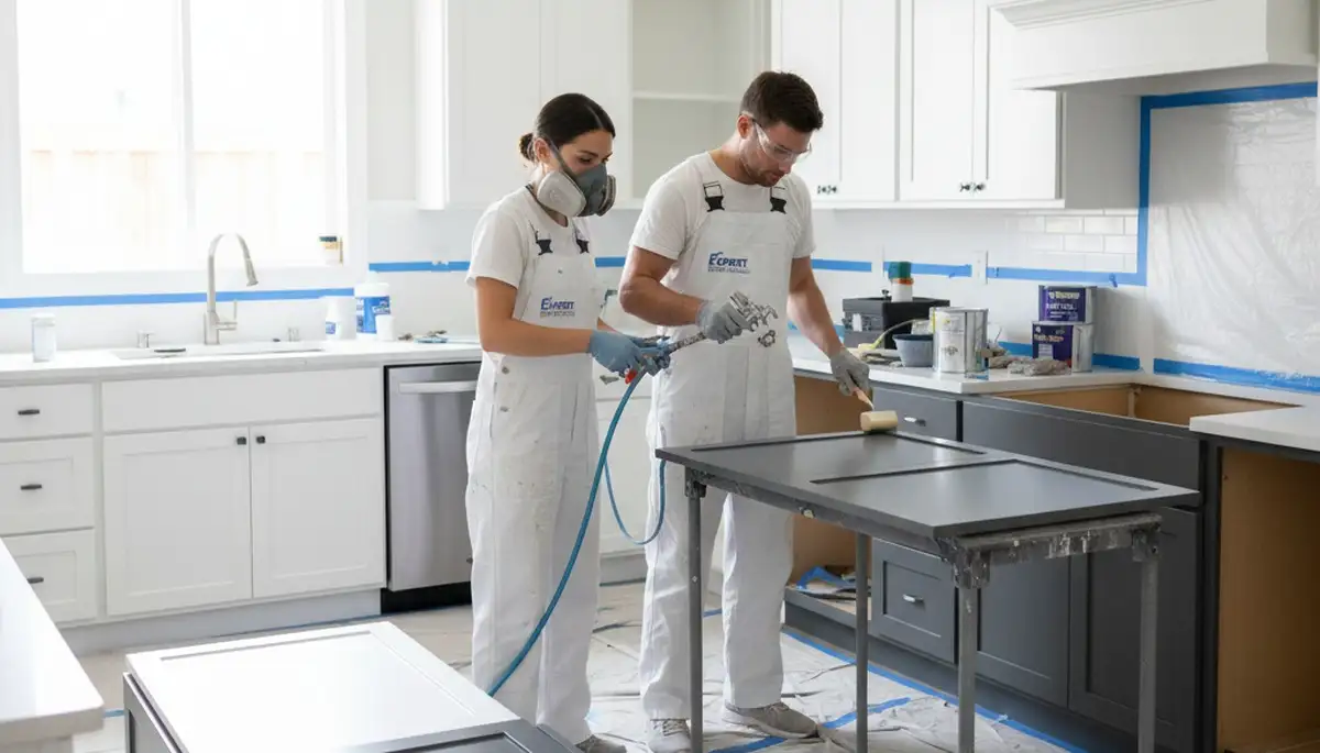 Kansas City, KS cabinet painting service for durable kitchen cabinet refinishing
