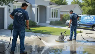 Concrete pressure cleaning in Kansas City, KS for driveways, patios, and walkways by Kansas City Paint Pros