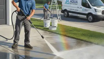 Kansas City Paint Pros cleaning concrete driveway in Kansas City, KS