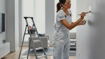 Kansas City, KS painter refreshing scuffed and faded walls with professional paint touch-ups